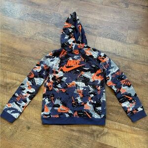 Nike Kids Hoodie - Navy and Orange Camo